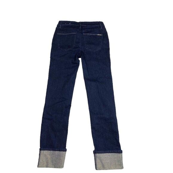 White House Black Market Dark Wash Denim Slim Ankle Gold Cuff Mid Rise Jeans 00 - Picture 11 of 11